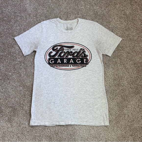 Ford’s Garage Tops - Ford's Garage Womens Small T-Shirt Gray Heather Prime Burgers Craft Beer Graphic